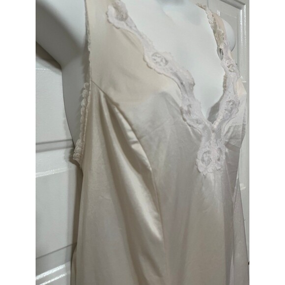 Vintage Cream Lace Nylon Midi Slip Dress Nightgown Jenelle Of California - Picture 4 of 9